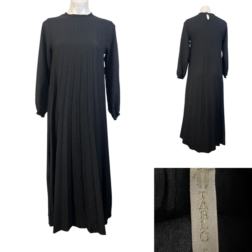 Tablo dress Small black long sleeve accordion pleated maxi modest‎ casual